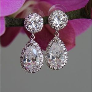 Cubic Zirconia Tear drop stud earrings